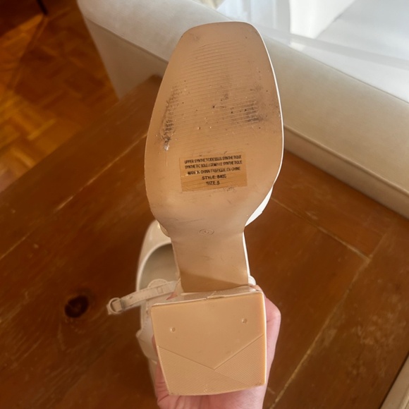Streetwear Society Cream White Block Platform High Heels - Picture 3 of 3